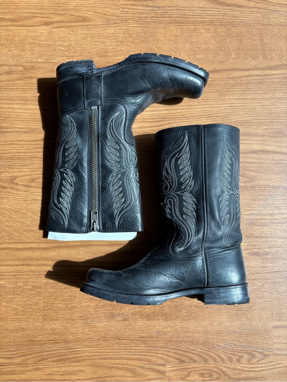 Frye Heath Moto Women’s 9 M Cowboy Leather Boots 77648 Biker Square Toe Western